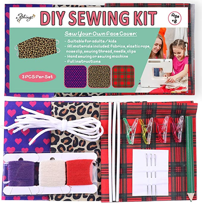 Breathable Fabric face Mask - DIY Sewing Patterns Material Crafts Set & Templates for Custom Face Covers - eZthings USA WE SORT ALL THE CRAZIEST GADGETS, GIZMOS, TOYS & TECHNOLOGY, SO YOU DON'T HAVE TO.