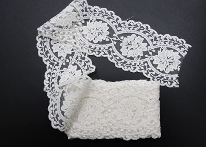 Cotton Lace Embroidery Wedding Fabric Trim for DIY Decorating, Floral Designing and Crafts (3 Yard, White (Width:2.7")) - eZthings USA WE SORT ALL THE CRAZIEST GADGETS, GIZMOS, TOYS & TECHNOLOGY, SO YOU DON'T HAVE TO.