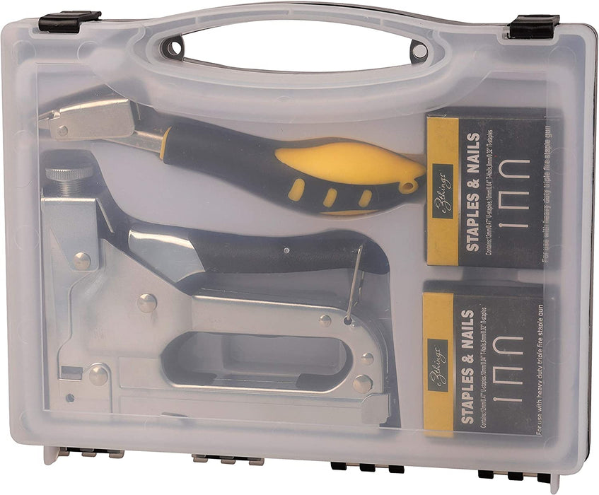 eZthings® Staple Gun Professional Stapler Tool Set - 3 in 1 Heavy Duty kit with 2400 Staples, Nail Steel for Wood Work, Upholstery, Decoration, Carpentry, Furniture, Walls, Roofing (Stapler Gun Kit) - eZthings USA WE SORT ALL THE CRAZIEST GADGETS, GIZMOS, TOYS & TECHNOLOGY, SO YOU DON'T HAVE TO.