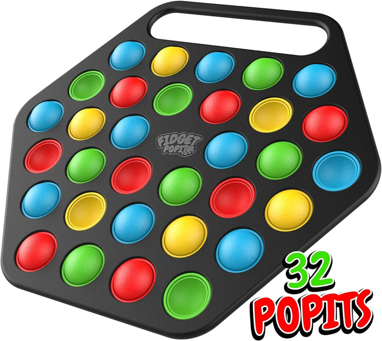 Hard Shell Pop it Fidget Toy Board with Carrying Handle for Adults & Kids