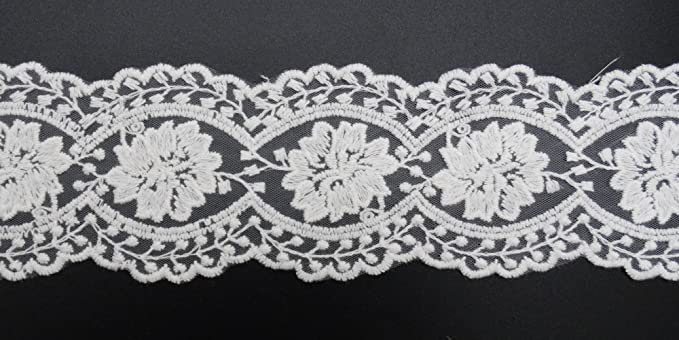 Cotton Lace Embroidery Wedding Fabric Trim for DIY Decorating, Floral Designing and Crafts (3 Yard, White (Width:2.7")) - eZthings USA WE SORT ALL THE CRAZIEST GADGETS, GIZMOS, TOYS & TECHNOLOGY, SO YOU DON'T HAVE TO.