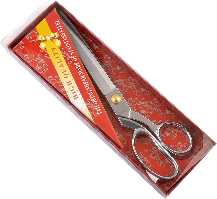 eZthings® Heavy Duty 10.5" Scissors For Cutting Fabric, Leather, and Raw Materials (10.5 Inch Silver) - eZthings USA WE SORT ALL THE CRAZIEST GADGETS, GIZMOS, TOYS & TECHNOLOGY, SO YOU DON'T HAVE TO.