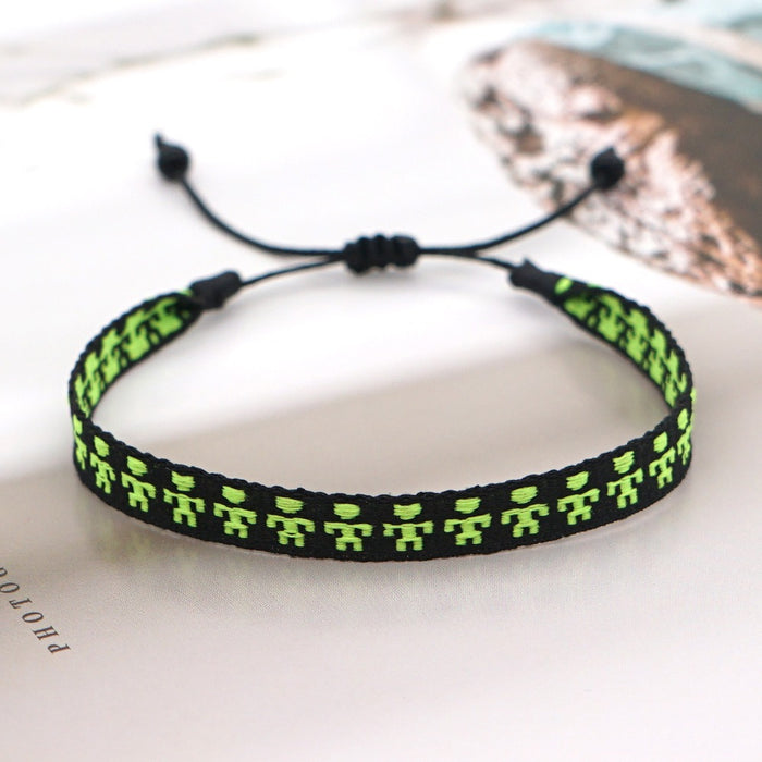 Pulsera tejida hecha a mano pura con correa tejida de estilo bohemio