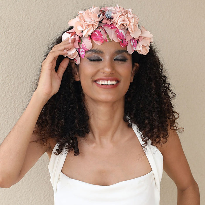 Handmade fabric crystal flower headband