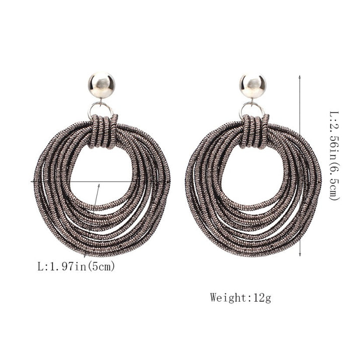 Round Metal Earrings for Women's Retro Handmade Multi layered Loop Long Earrings and Earrings