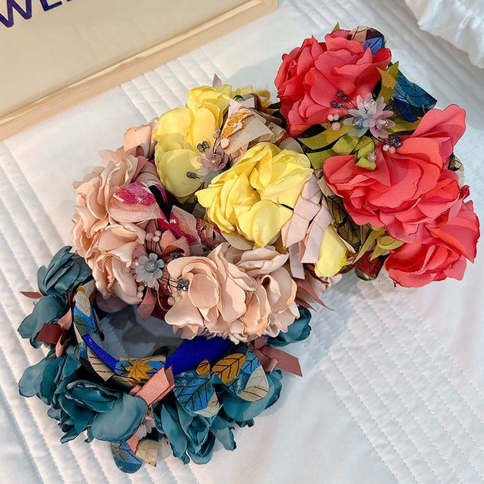 Handmade fabric crystal flower headband