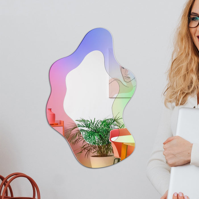Home decoration mirror illusion acrylic mirror surface with double-layer irregular tape backing adhesive