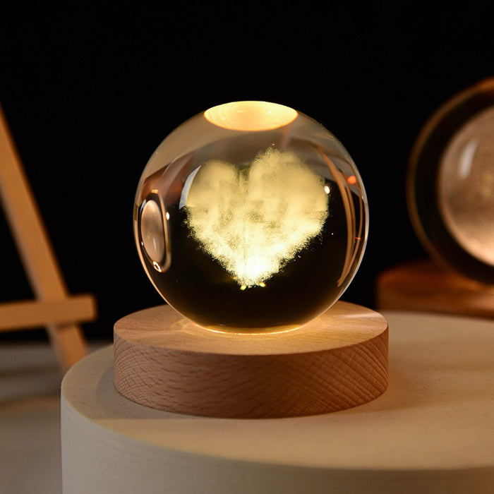 Starry Sky Astronaut White Crystal Ball Glow 3D Sculpture Night Light Customized Desktop Decoration