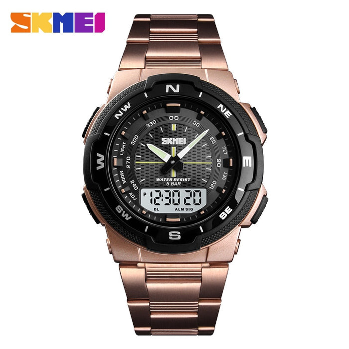 SKMEI 1370 Men Watch Fashion Quartz Sports Watches Stainless Steel Strap Men Watches Top Brand Luxury Business Waterproof Wrist Watch - eZthings USA WE SORT ALL THE CRAZIEST GADGETS, GIZMOS, TOYS & TECHNOLOGY, SO YOU DON'T HAVE TO.