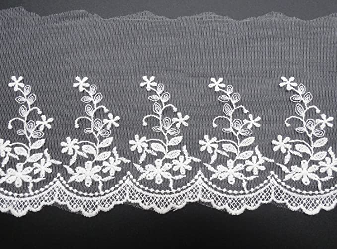 Cotton Lace Embroidery Wedding Fabric Trim for DIY Decorating, Floral Designing and Crafts (3 Yard, White (Width:6.3")) - eZthings USA WE SORT ALL THE CRAZIEST GADGETS, GIZMOS, TOYS & TECHNOLOGY, SO YOU DON'T HAVE TO.
