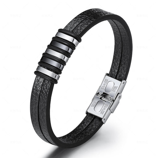 Stainless Steel Men's Leather Bracelet Original Simple Versatile E-commerce New Leather Bracelet - eZthings USA WE SORT ALL THE CRAZIEST GADGETS, GIZMOS, TOYS & TECHNOLOGY, SO YOU DON'T HAVE TO.