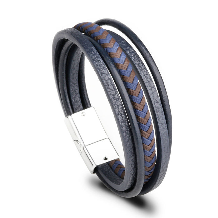 New Accessories Handmade Rope Leather Ethnic Bracelet Men's Bracelet Magnetic Bracelet European and American Jewelry