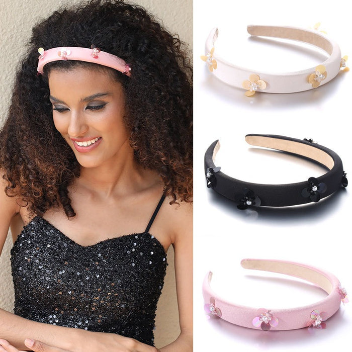 Fashionable handmade pearl flower headband