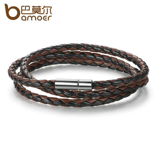 BAMOER Men Leather Bracelet Trendy with Magnet Clasp PI0063-5 - eZthings USA WE SORT ALL THE CRAZIEST GADGETS, GIZMOS, TOYS & TECHNOLOGY, SO YOU DON'T HAVE TO.