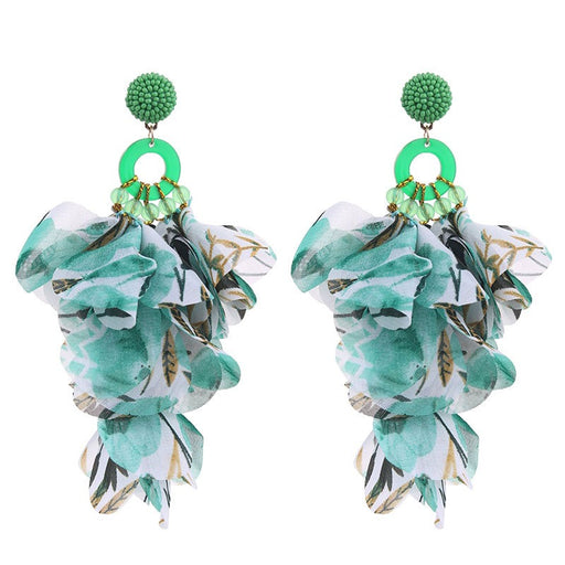 Fashionable handmade fabric floral earrings for women's exaggerated long earrings - eZthings USA WE SORT ALL THE CRAZIEST GADGETS, GIZMOS, TOYS & TECHNOLOGY, SO YOU DON'T HAVE TO.
