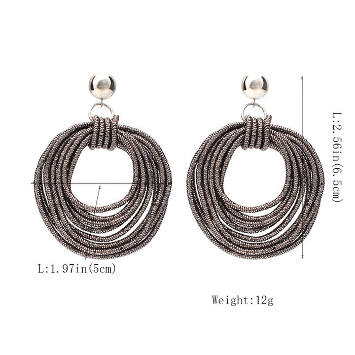 Round Metal Earrings for Women's Retro Handmade Multi layered Loop Long Earrings and Earrings