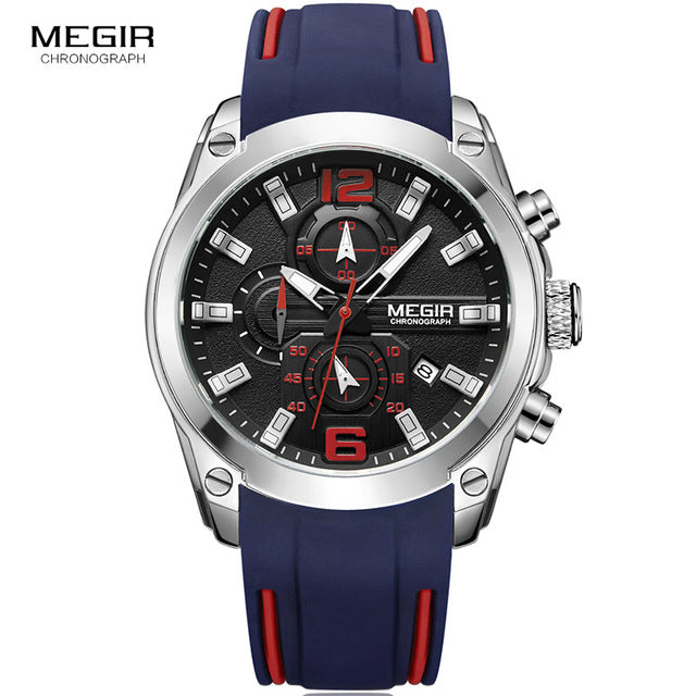 Megir Men's Chronograph Analog Quartz Watch with Date, Luminous Hands, Waterproof Silicone Rubber Strap Wristswatch - eZthings USA WE SORT ALL THE CRAZIEST GADGETS, GIZMOS, TOYS & TECHNOLOGY, SO YOU DON'T HAVE TO.