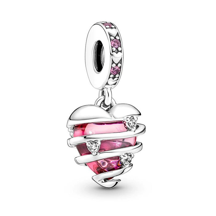 S925 sterling silver eternal confession double surround heart small motorcycle DIY accessories