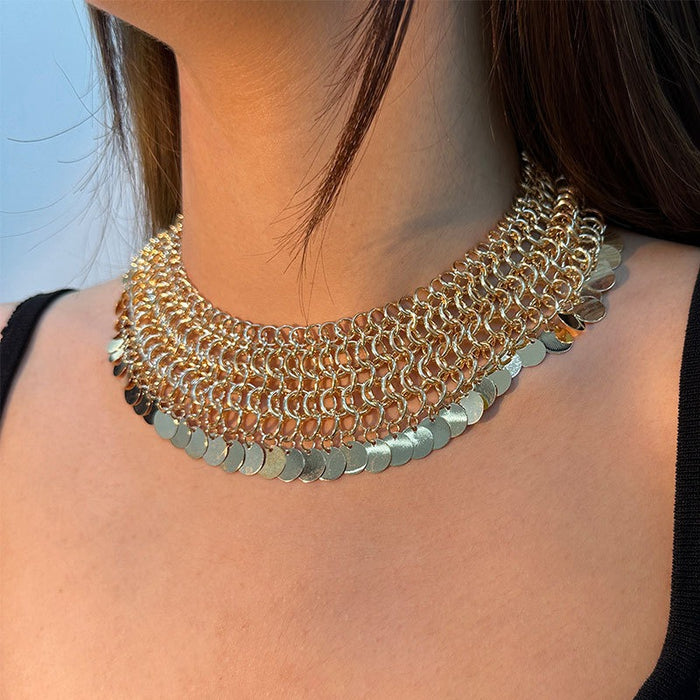 Vintage tassel handmade heavy work multi-layer neck chain