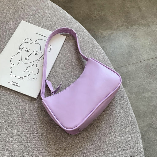 Soft PU Leather Women Purple Underarm Bag Retro Solid Color Ladies Baguette Handbags Fashion Design Girls Small Shoulder Bags - eZthings USA WE SORT ALL THE CRAZIEST GADGETS, GIZMOS, TOYS & TECHNOLOGY, SO YOU DON'T HAVE TO.