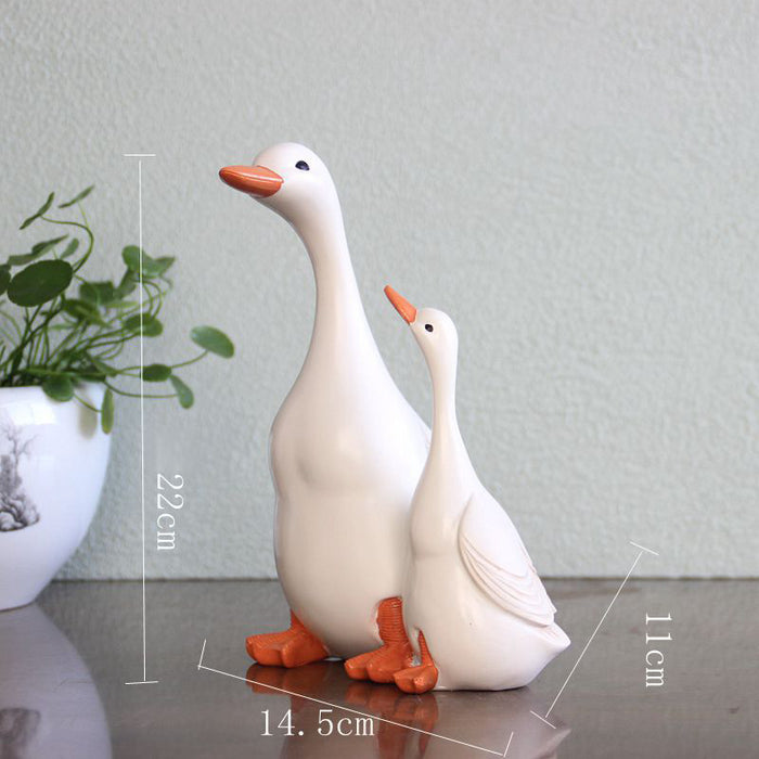 Garden Ornaments Simulation Mother-Daughter Duck Courtyard Decoration Micro-Landscape Ornaments Resin Crafts