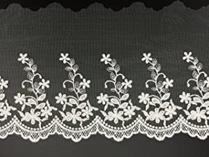 Cotton Lace Embroidery Wedding Fabric Trim for DIY Decorating, Floral Designing and Crafts (3 Yard, White (Width:6.3")) - eZthings USA WE SORT ALL THE CRAZIEST GADGETS, GIZMOS, TOYS & TECHNOLOGY, SO YOU DON'T HAVE TO.