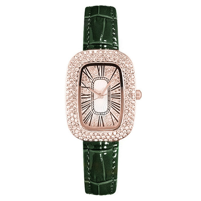 Reloj pequeño verde para mujer Reloj Little Dove Egg Net Red Water Diamond Stars