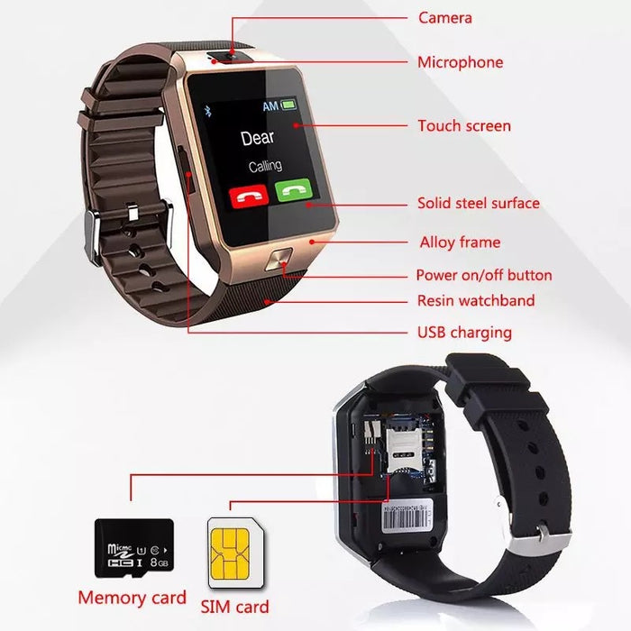 eThings DZ09 Smart Watch Bluetooth Children's Phone Watch Touch Screen Card Multi-Language Smart Wearable Call Upgrade - eZthings USA WE SORT ALL THE CRAZIEST GADGETS, GIZMOS, TOYS & TECHNOLOGY, SO YOU DON'T HAVE TO.