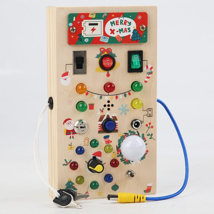 Montessori Busy Board Sensory Toys Wooden with LED Light Switch Control Board Travel Activities Kids Games for 2-4 Years Old - eZthings USA WE SORT ALL THE CRAZIEST GADGETS, GIZMOS, TOYS & TECHNOLOGY, SO YOU DON'T HAVE TO.