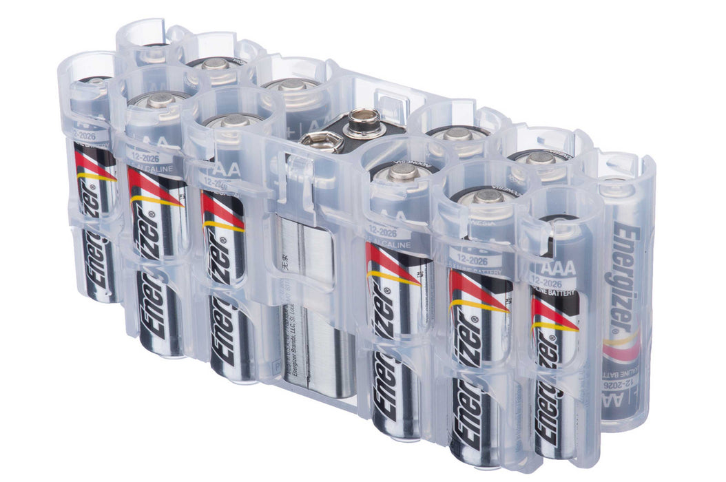 A9 Pack Battery Caddy (Clear) - eZthings USA WE SORT ALL THE CRAZIEST GADGETS, GIZMOS, TOYS & TECHNOLOGY, SO YOU DON'T HAVE TO.