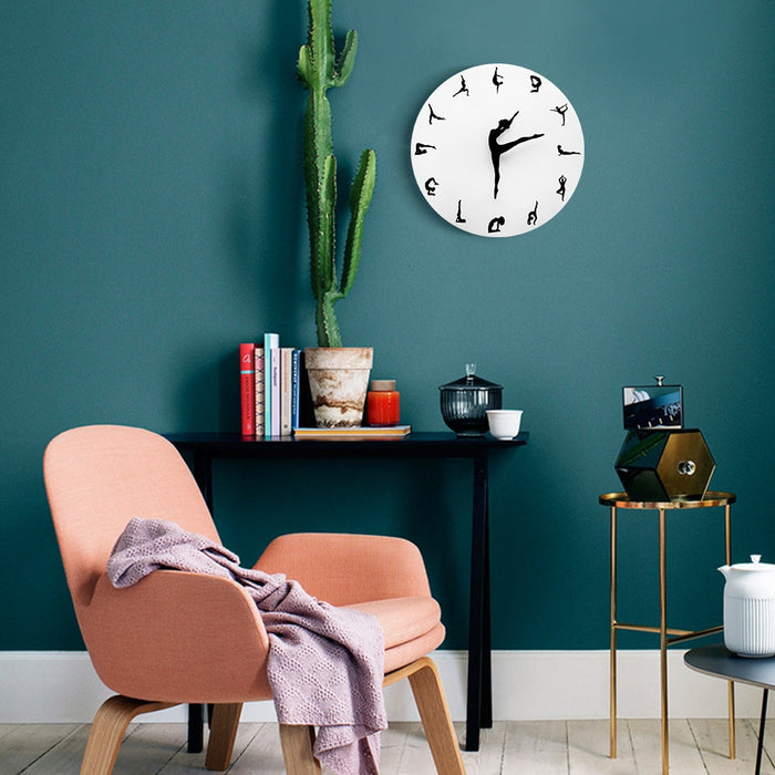 Yoga Postures Wall Clock GYM Fitness Flexible Girl Silent Modern Clock Watch Home Decor Meditation Decor Yoga Studio Relax Gift - eZthings USA WE SORT ALL THE CRAZIEST GADGETS, GIZMOS, TOYS & TECHNOLOGY, SO YOU DON'T HAVE TO.