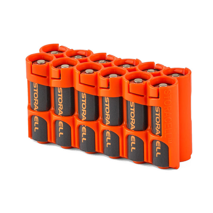 12 AA Pack Battery Caddy (Orange) - eZthings USA WE SORT ALL THE CRAZIEST GADGETS, GIZMOS, TOYS & TECHNOLOGY, SO YOU DON'T HAVE TO.