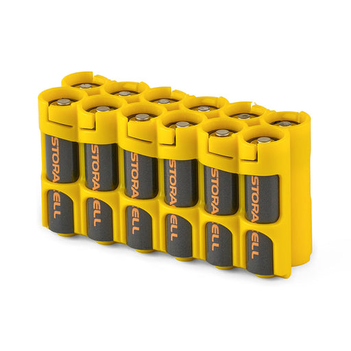 12 AA Pack Battery Caddy (Yellow) - eZthings USA WE SORT ALL THE CRAZIEST GADGETS, GIZMOS, TOYS & TECHNOLOGY, SO YOU DON'T HAVE TO.