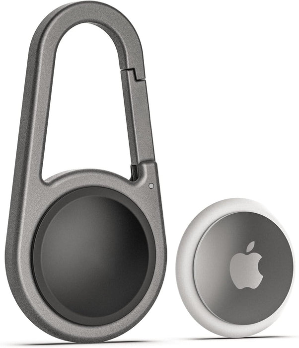 Carabiner AirTag Holder with Keychain - Ultra Durable Shockproof/Waterproof Case with Spring-Loaded Clip (Designed for Apple AirTag) (Aluminum)