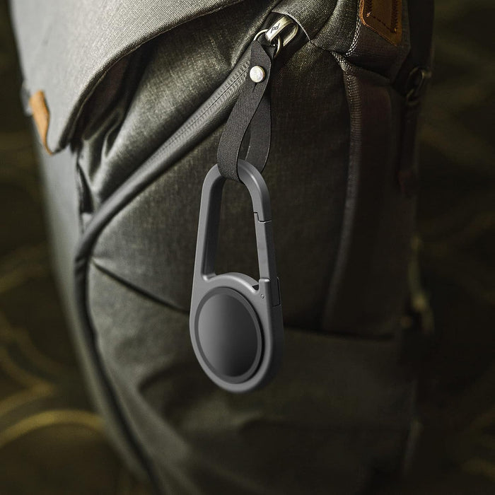 Carabiner AirTag Holder with Keychain - Ultra Durable Shockproof/Waterproof Case with Spring-Loaded Clip (Designed for Apple AirTag) (Aluminum)
