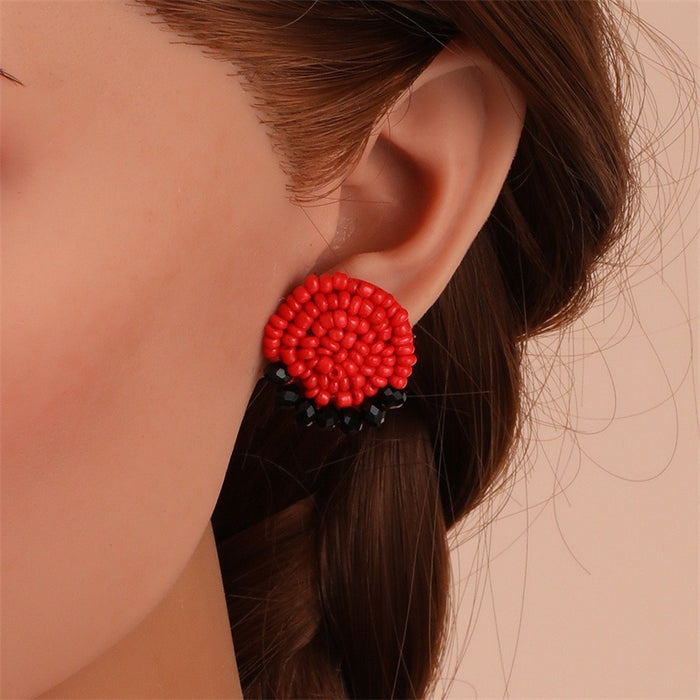 Fashionable geometric crystal handmade rice bead earrings - eZthings USA WE SORT ALL THE CRAZIEST GADGETS, GIZMOS, TOYS & TECHNOLOGY, SO YOU DON'T HAVE TO.