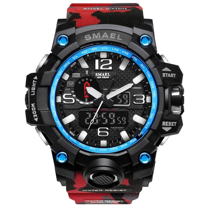 SMAEL Brand Luxury Military Sports Watches 1545-10 Men Quartz Analog LED Digital Watch Man Waterproof Clock Dual Display Wristwatches