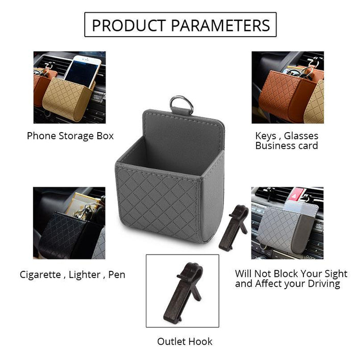 Car Organizer Box Bag Air Outlet Dashboard Hanging Leather Universal Car Mobile Phone Holder In Automobile Interior Accessories - eZthings USA WE SORT ALL THE CRAZIEST GADGETS, GIZMOS, TOYS & TECHNOLOGY, SO YOU DON'T HAVE TO.