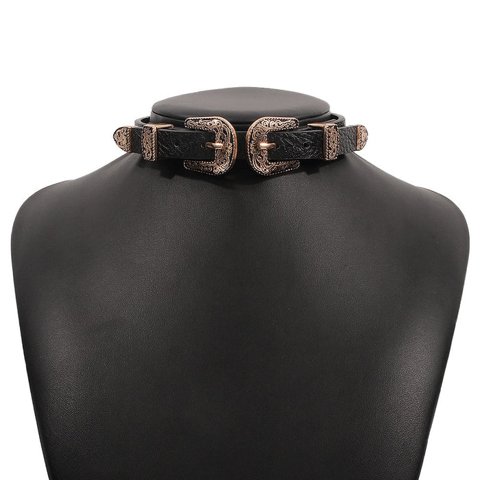 N9556 Street Photography Exaggerated New Necklace Personality Strap Neck Leather Neckchain Metal Buckle Fashion Choker - eZthings USA WE SORT ALL THE CRAZIEST GADGETS, GIZMOS, TOYS & TECHNOLOGY, SO YOU DON'T HAVE TO.