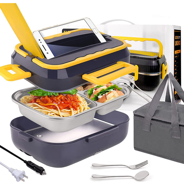 Kitchen ware 1.5L Cookware Sets Heater Portable Electric Lunch Boxes stainless steel Container with Insulation Bag for Car Truck - eZthings USA WE SORT ALL THE CRAZIEST GADGETS, GIZMOS, TOYS & TECHNOLOGY, SO YOU DON'T HAVE TO.