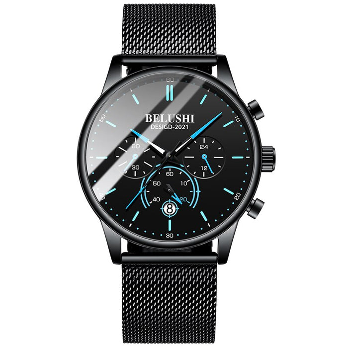 BELUSHI Watch Men Luxury Brand Famous Male Watch Black Watches Ultra Thin Milan Belt Stainless Steel Quartz Men Wrist Watch - eZthings USA WE SORT ALL THE CRAZIEST GADGETS, GIZMOS, TOYS & TECHNOLOGY, SO YOU DON'T HAVE TO.