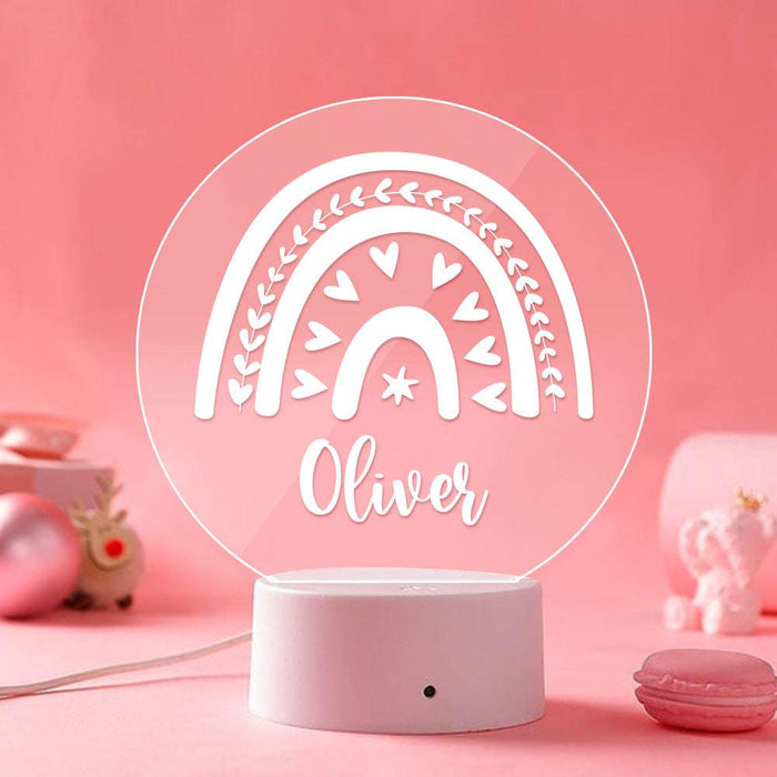 Custom Name Rainbow Baby Night Light Personalized Acrylic Nursery Decor Lamp