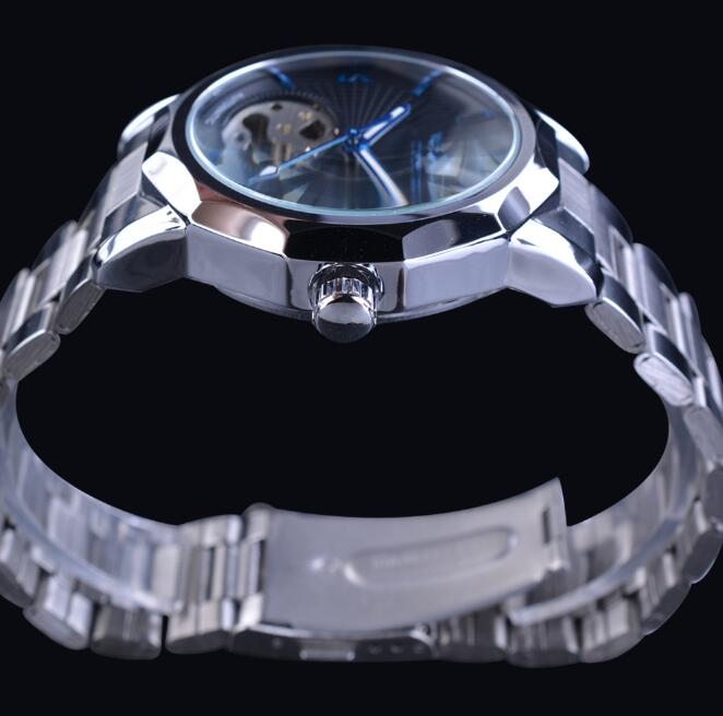 Winner Blue Ocean Geometry Design Transparent Skeleton Dial Mens Watch Top Brand Luxury Automatic Mechanical Watch Clock - eZthings USA WE SORT ALL THE CRAZIEST GADGETS, GIZMOS, TOYS & TECHNOLOGY, SO YOU DON'T HAVE TO.