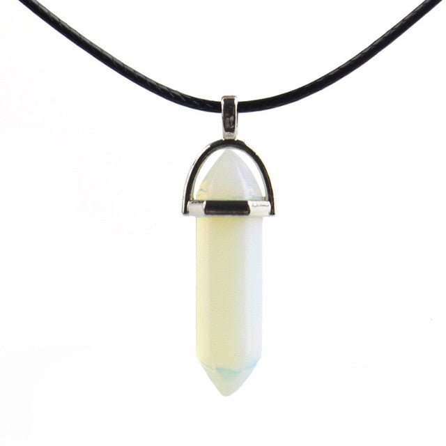 Hexagonal Column Natural Crystal Turquoises Optal Glass Stone Pendant Necklace Leather Chains Choker Necklace For Women Gift - eZthings USA WE SORT ALL THE CRAZIEST GADGETS, GIZMOS, TOYS & TECHNOLOGY, SO YOU DON'T HAVE TO.