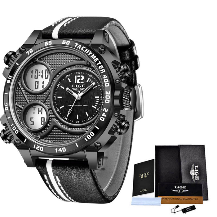Lige Business Electronic Watch Dual Display Multi Function Low Cost Watch Men's Sports Waterproof Watch - eZthings USA WE SORT ALL THE CRAZIEST GADGETS, GIZMOS, TOYS & TECHNOLOGY, SO YOU DON'T HAVE TO.
