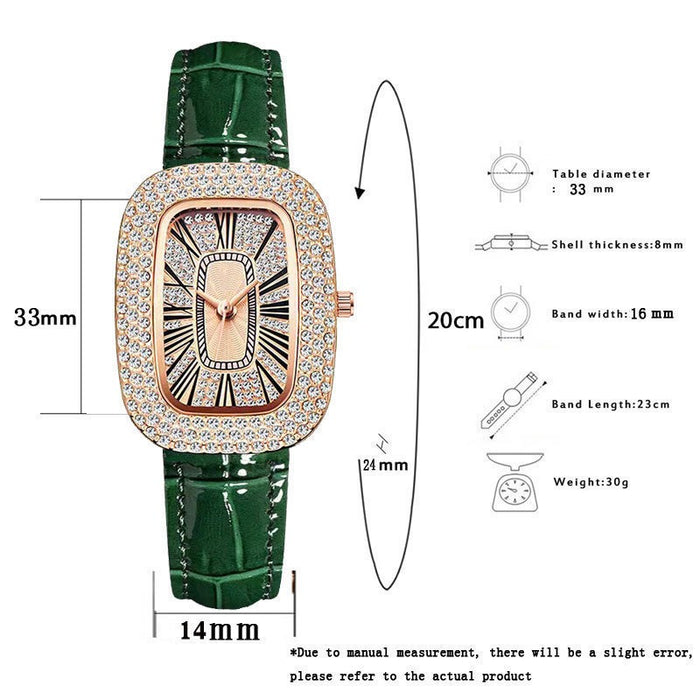 Reloj pequeño verde para mujer Reloj Little Dove Egg Net Red Water Diamond Stars