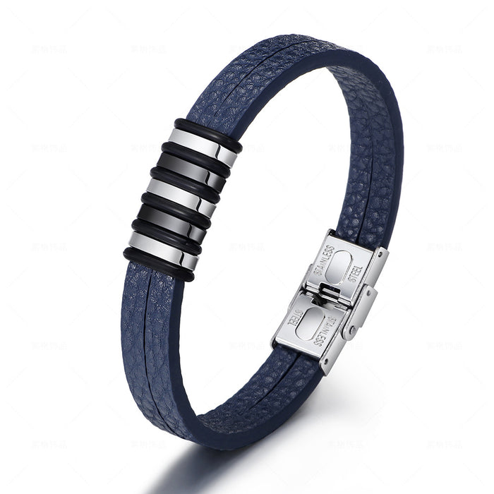 Stainless Steel Men's Leather Bracelet Original Simple Versatile E-commerce New Leather Bracelet - eZthings USA WE SORT ALL THE CRAZIEST GADGETS, GIZMOS, TOYS & TECHNOLOGY, SO YOU DON'T HAVE TO.