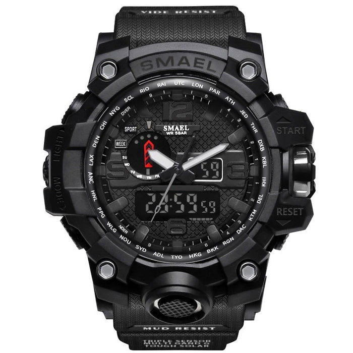 SMAEL Brand Luxury Military Sports Watches 1545-10 Men Quartz Analog LED Digital Watch Man Waterproof Clock Dual Display Wristwatches