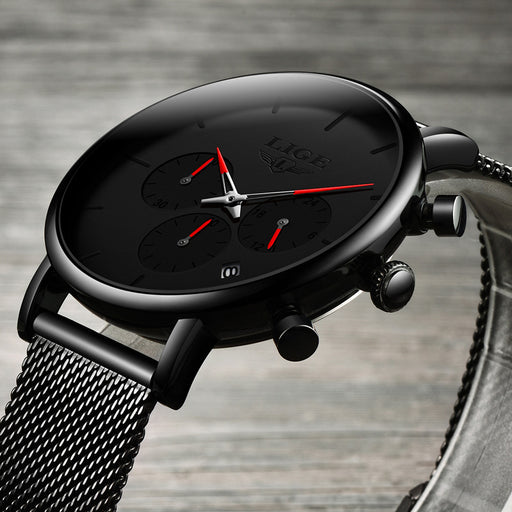 LIGE Men's Mesh Belt Personality Ultra Thin Fashion Multi-Functional Waterproof Quartz Watch Watch - eZthings USA WE SORT ALL THE CRAZIEST GADGETS, GIZMOS, TOYS & TECHNOLOGY, SO YOU DON'T HAVE TO.