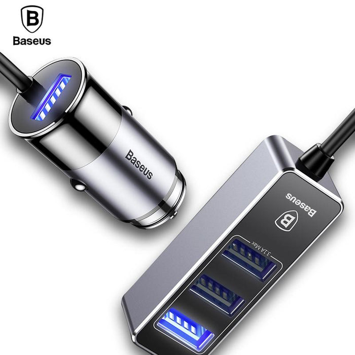 Baseus 4 USB Multi Expander Car Charger 5.5A Adaptador de cargador de coche rápido de 4 puertos